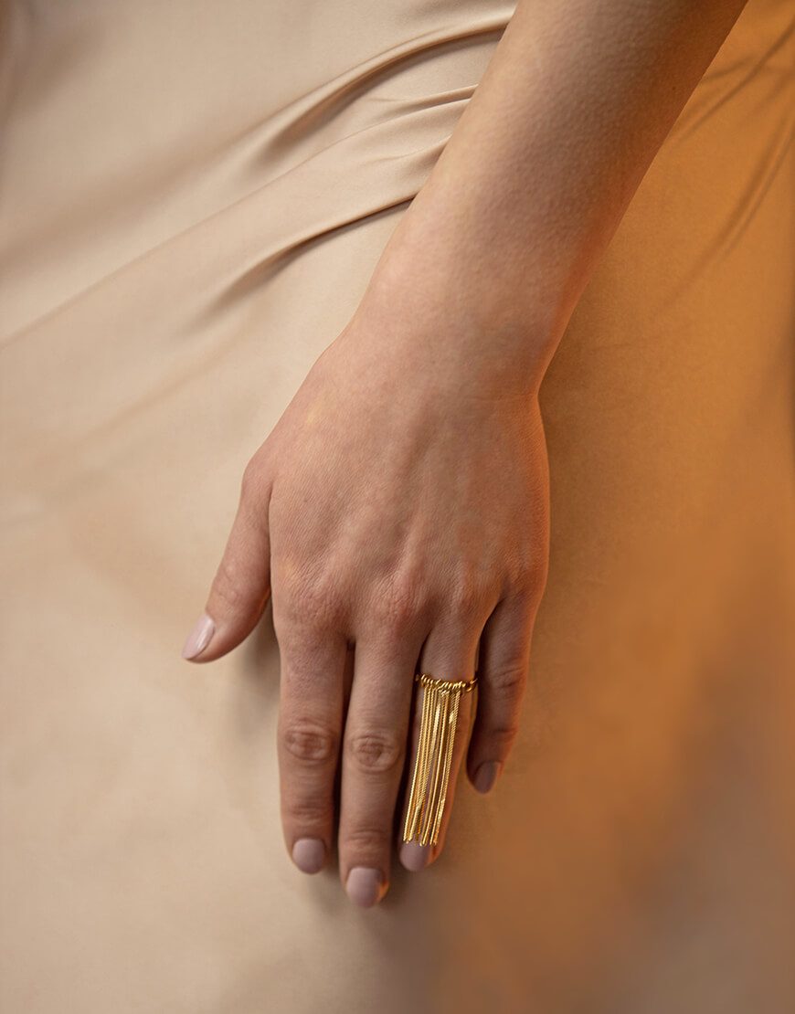 2023_02_07_6528 Каблучка з ланцюжками Confidence long yellow IVA JEWELRY (IVA_CG04) - фото 7