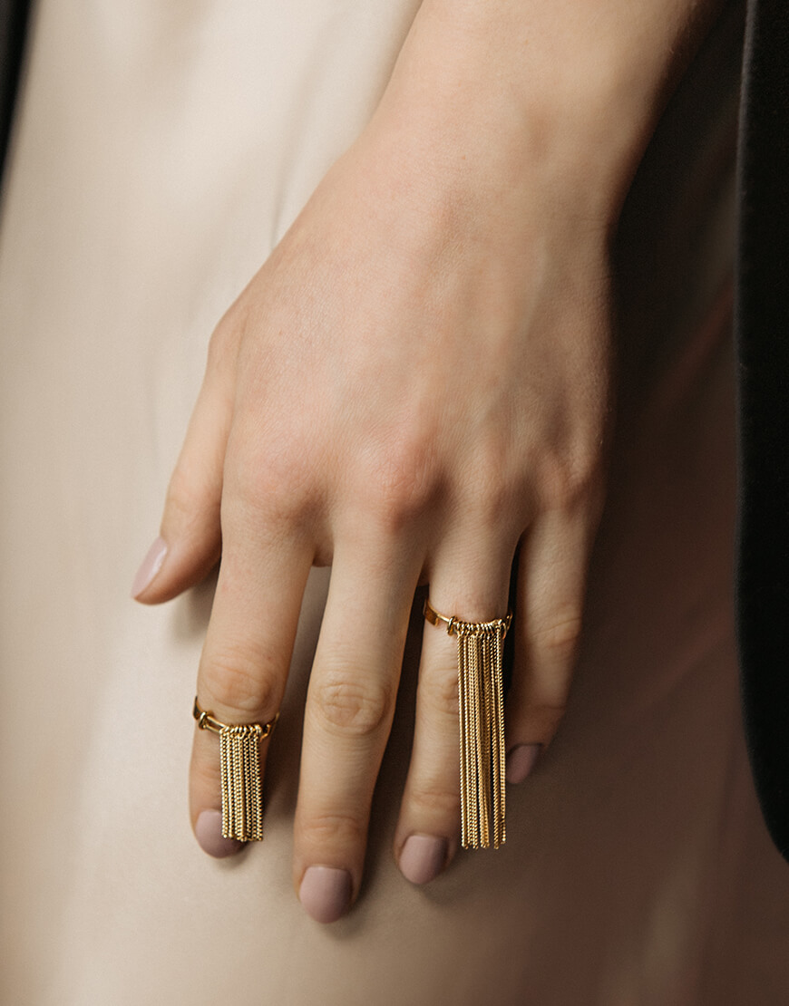 2023_02_07_6565 Каблучка з ланцюжками Confidence long yellow IVA JEWELRY (IVA_CG04) - фото 3