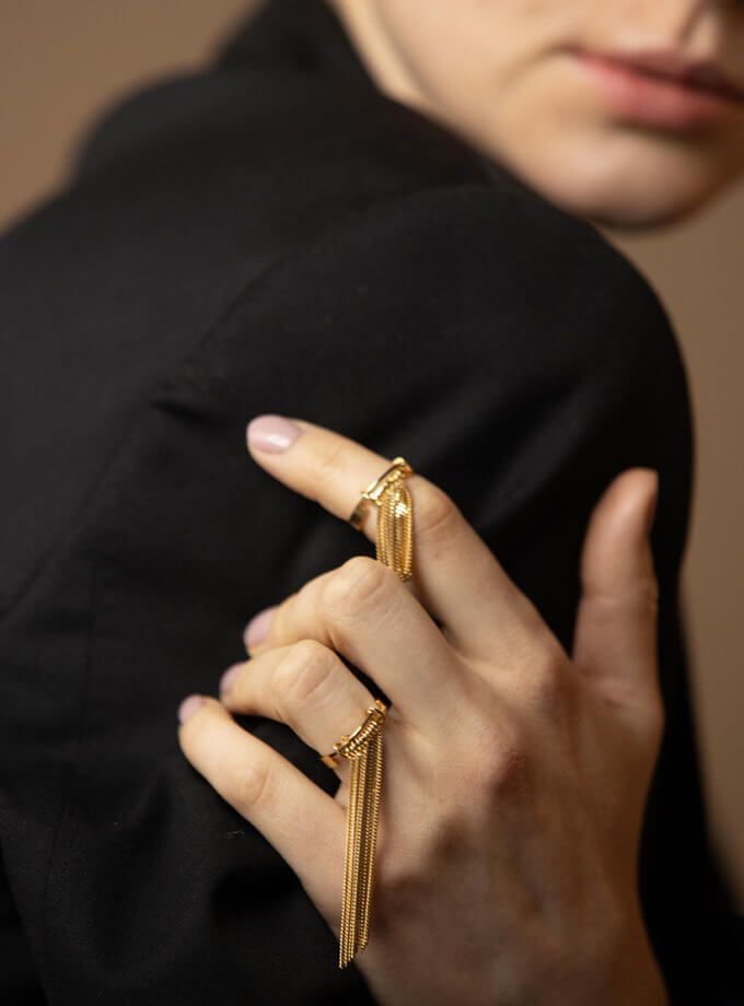 Каблучка з ланцюжками Confidence yellow IVA JEWELRY (IVA_CG02)