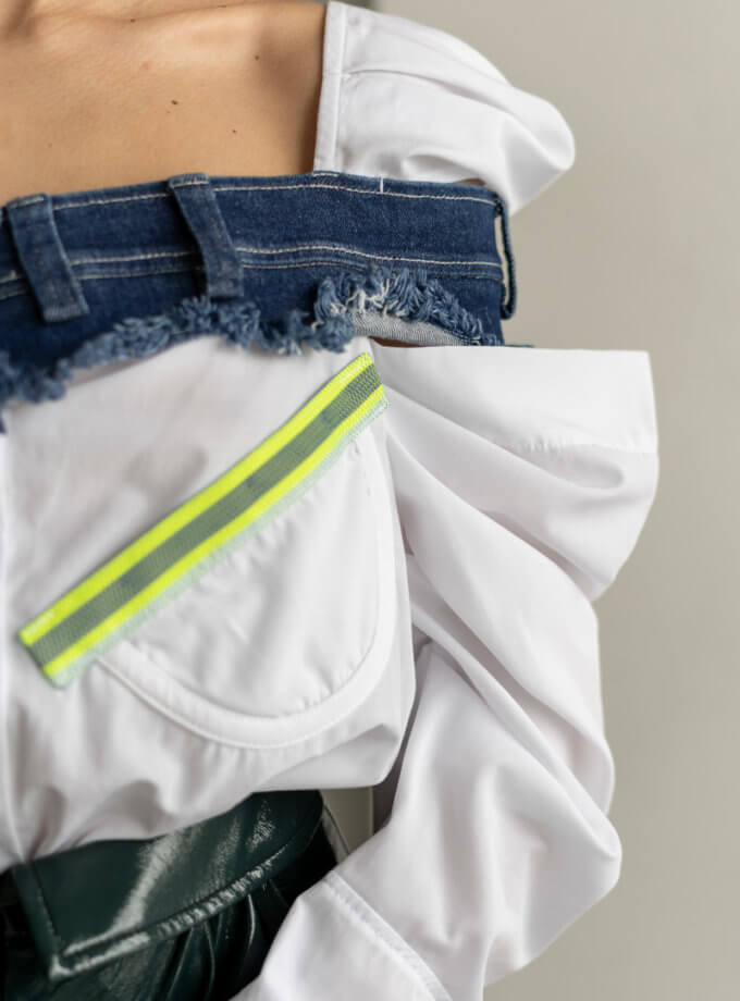 Блуза з декором з деніму 7/11 SEVEN ELEVEN (SE18ShrtDnmBltW)