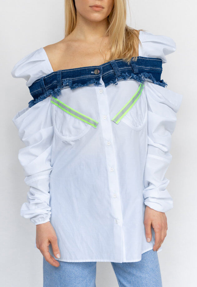 Блуза з декором з деніму 7/11 SEVEN ELEVEN (SE18ShrtDnmBltW)