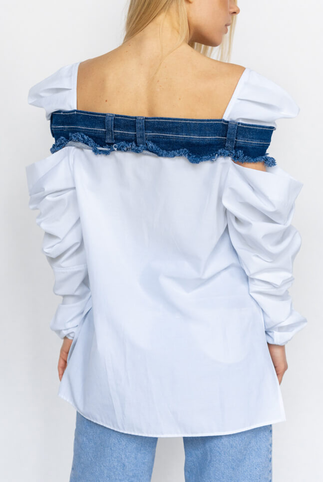 SE18ShrtDnmBltW_9849 Блуза з декором з деніму 7/11 SEVEN ELEVEN (SE18ShrtDnmBltW) - фото 3