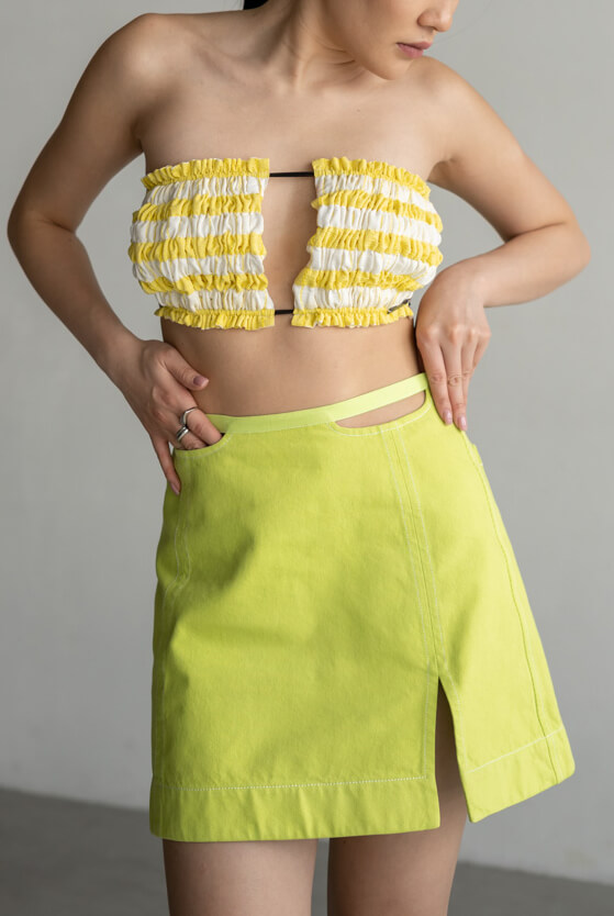 Спідниця з деніму кольору зеленого яблука 7/11 SEVEN ELEVEN (SE_22_SkrtDnmLm)