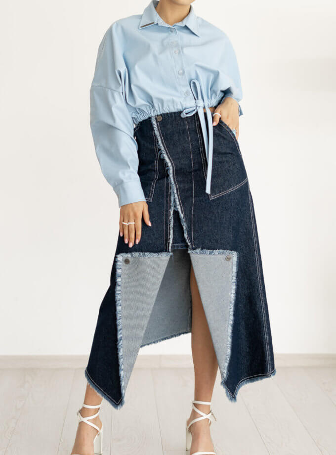 Спідниця з вилогами з легкого деніму 7/11 SEVEN ELEVEN (SE_22_SkDnmBttn)