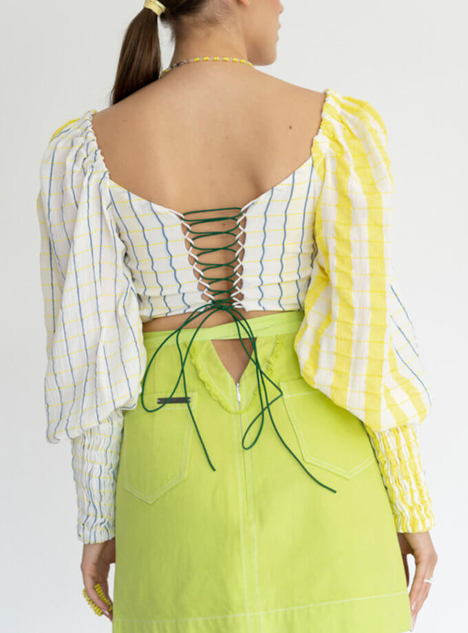 Топ жатий білий із рукавами-буфами 7/11 SEVEN ELEVEN (SE_22_TpZhtWYG)