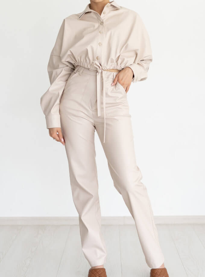 Штани з екошкіри кроко бежеві 7/11 SEVEN ELEVEN (SE_22_PnCrcBg)