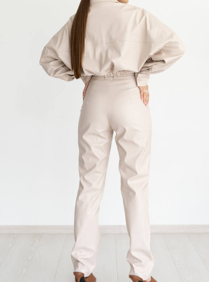 Штани з екошкіри кроко бежеві 7/11 SEVEN ELEVEN (SE_22_PnCrcBg)