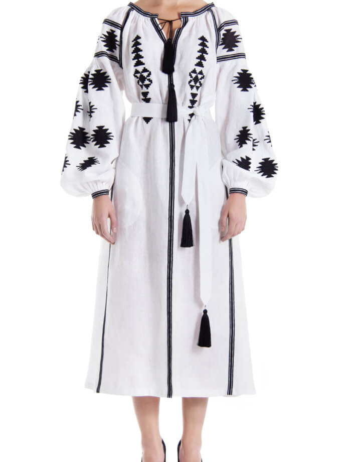 Біла сукня-міді Біла геометрія FOBERINI (FOBERI_01065)