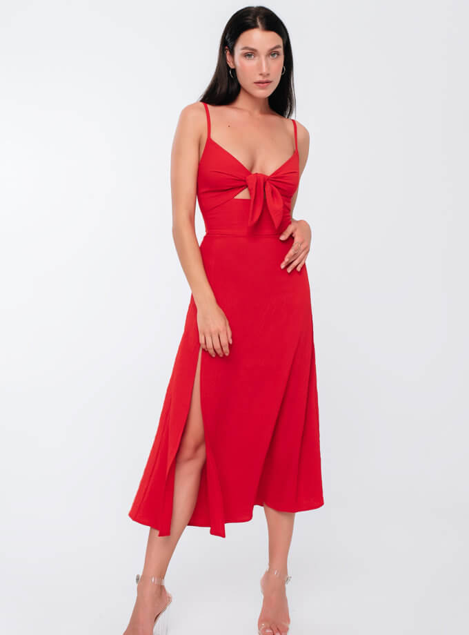 Сукня на бретелях із зав'язкою MAGNETIC (MGN_1724RD)