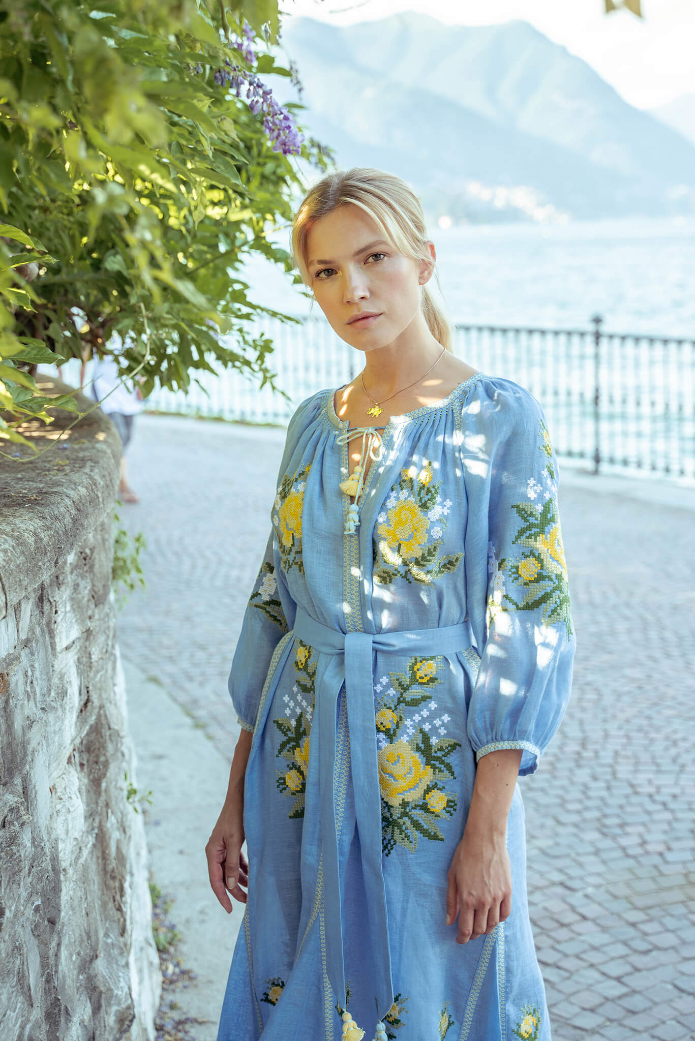 SS22030 crop3 Блакитна максі-сукня FOBERINI (FOBERI_SS22030) - фото 3