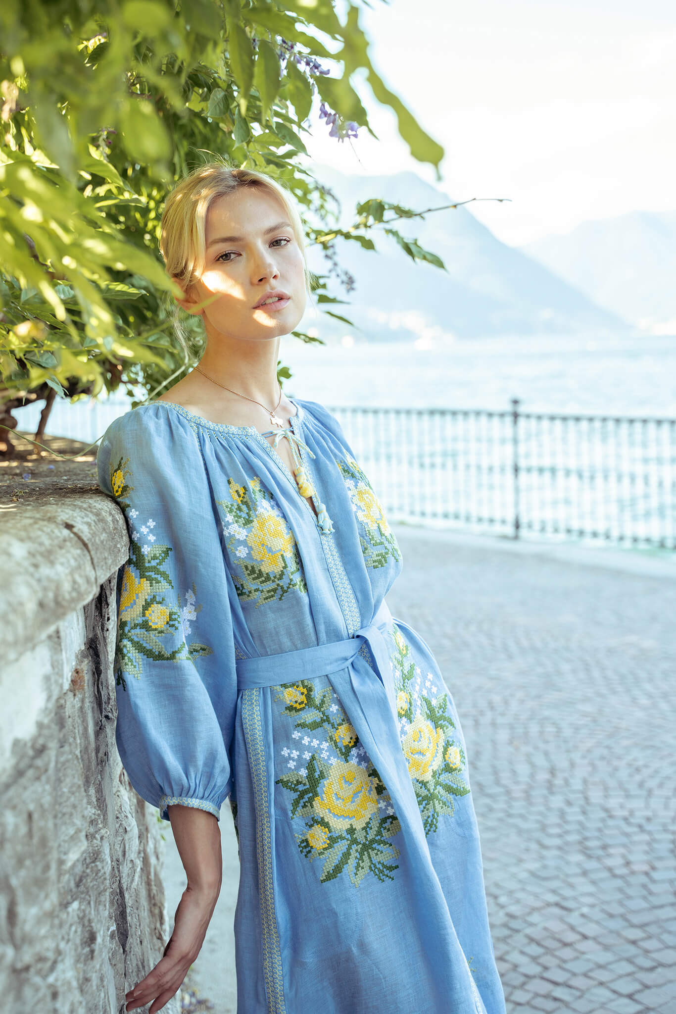 SS22030 crop4 Блакитна максі-сукня FOBERINI (FOBERI_SS22030) - фото 4