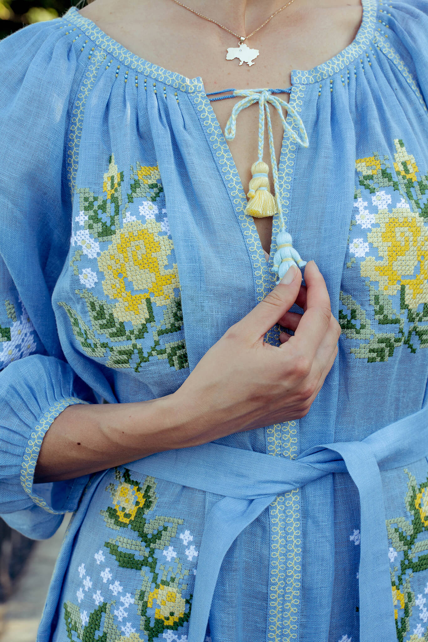 SS22030 crop6 Блакитна максі-сукня FOBERINI (FOBERI_SS22030) - фото 6