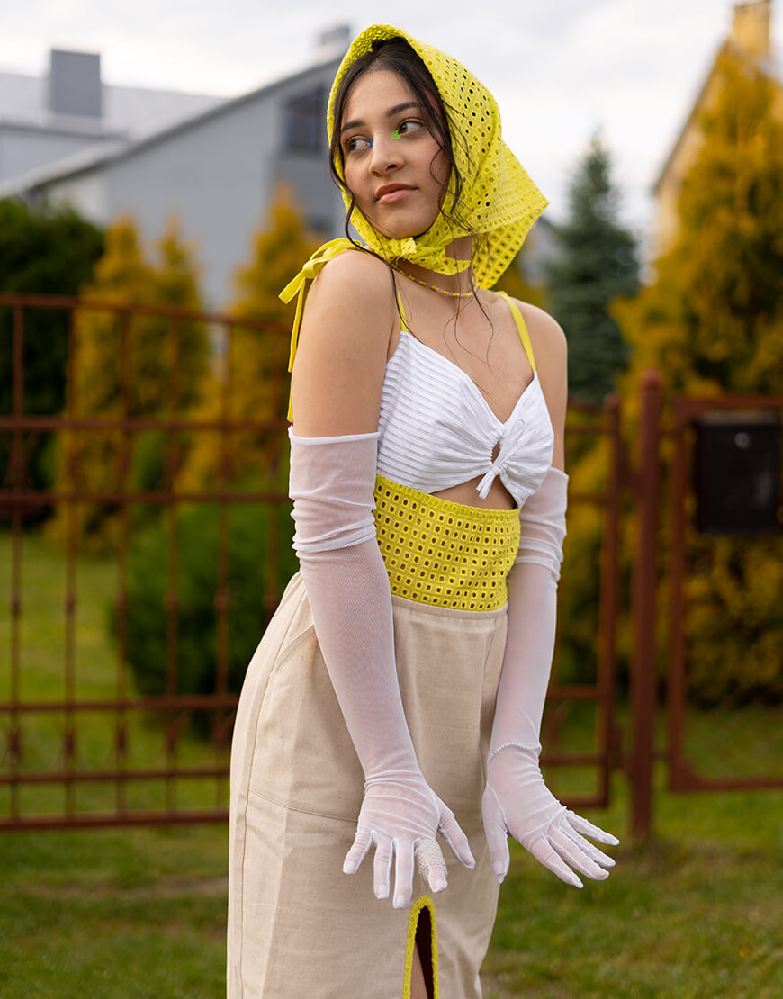 Volia_campain_154 Хустка бавовняна лаймова 7/11 SEVEN ELEVEN (SE_22ShawlPrGr) - фото 3