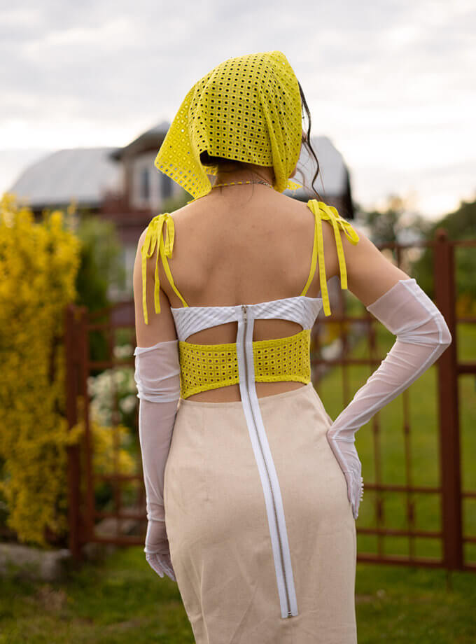 Хустка бавовняна лаймова 7/11 SEVEN ELEVEN (SE_22ShawlPrGr)