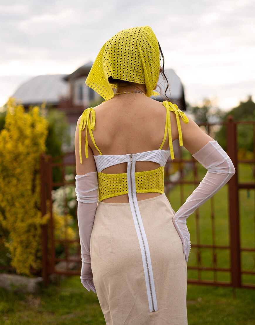 Volia_campain_160 Хустка бавовняна лаймова 7/11 SEVEN ELEVEN (SE_22ShawlPrGr) - фото 2