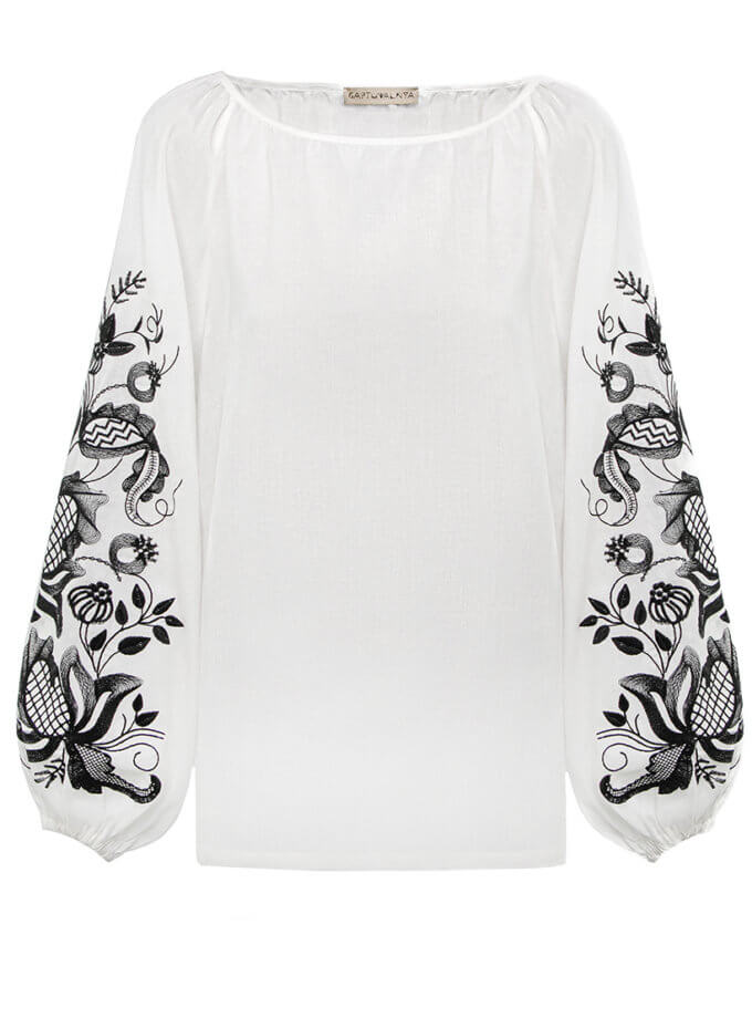 Блузка за мотивами традиційної сорочки з дизайнерською вишивкою GAPTUVALNYA (GPTV_GA_AA_501)