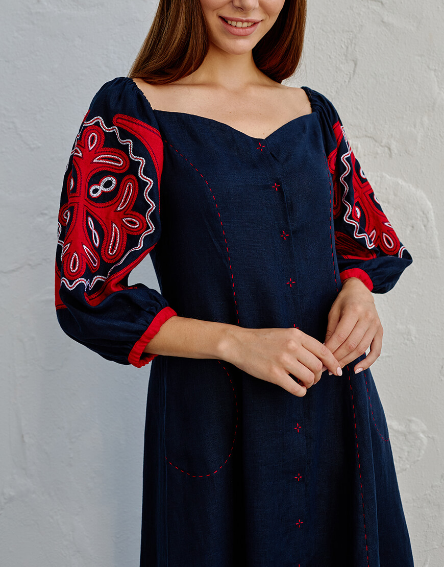 IMG_6443 Сукня Аплікація з червоною вишивкою EMBROIDERED GEM (EMB_SS22_1034) - фото 7