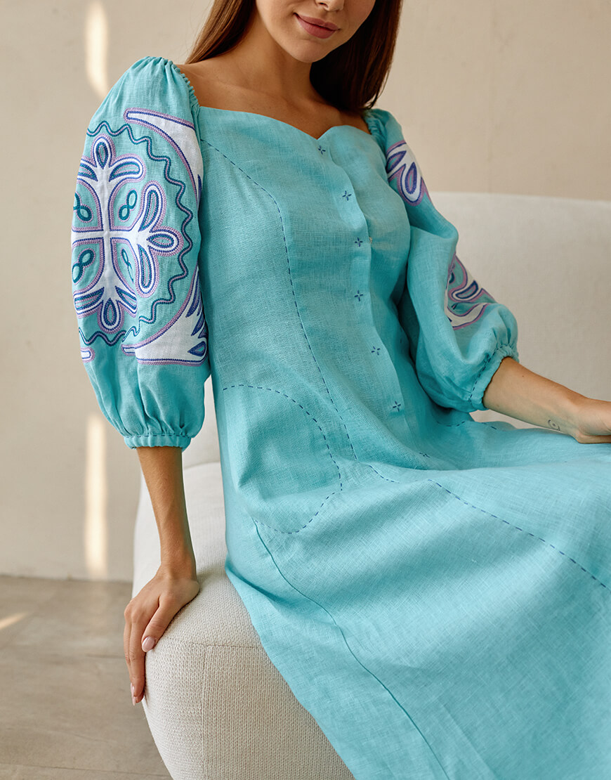 IMG_6476 Сукня Аплікація з біло-фіолетовою вишивкою EMBROIDERED GEM (EMB_SS22_1035) - фото 4