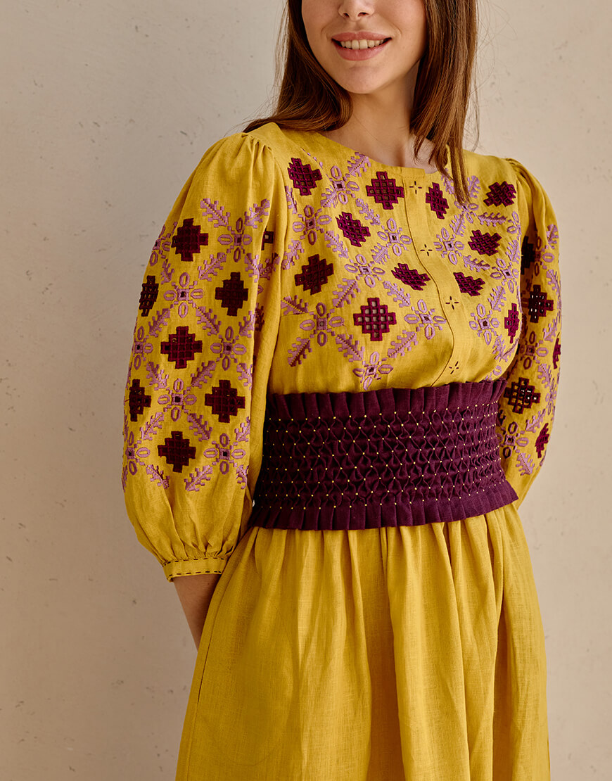 IMG_6556 Сукня Карпати з широким поясом EMBROIDERED GEM (EMB_SS22_1037) - фото 3