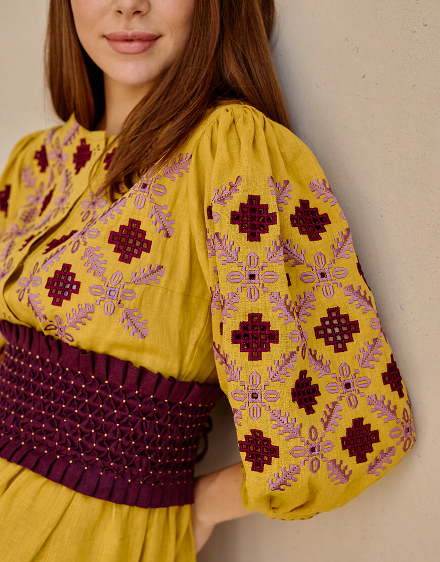 IMG_6561 Сукня Карпати з широким поясом EMBROIDERED GEM (EMB_SS22_1037) - фото 4