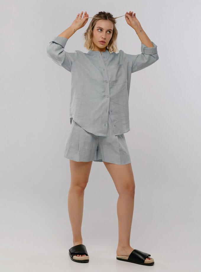Набір сіро-блакитний з льону BALCONY GARMENT (BLCN_974_975) - фото 13