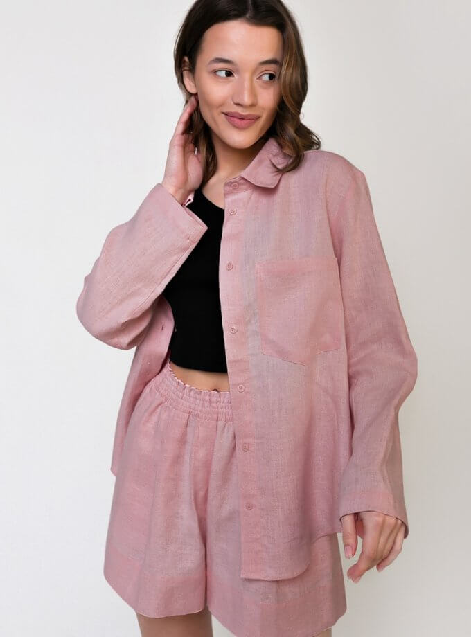Сорочка рожева з льону BALCONY GARMENT (BLCN_981) - фото 5