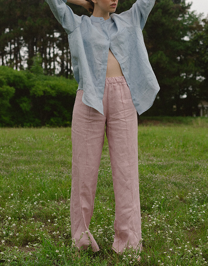 foto26 копія Штани лляні рожеві кльош BALCONY GARMENT (BLCN_982) - фото 2