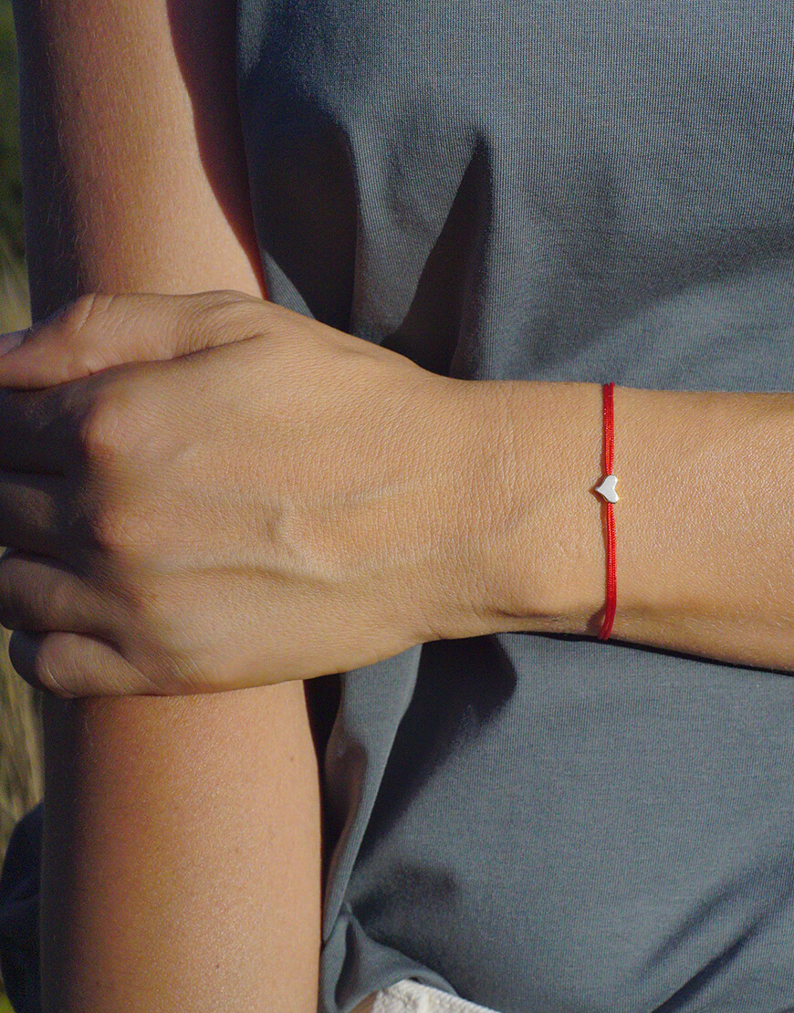 red silver 2 Браслет з червоною ниточкою та сердечком IVA JEWELRY (IVA_RS01) - фото 5
