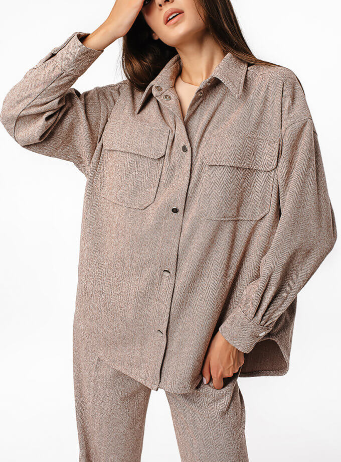 Сорочка OVERSIZE з вовни MAGNETIC (MGN_2103BN)