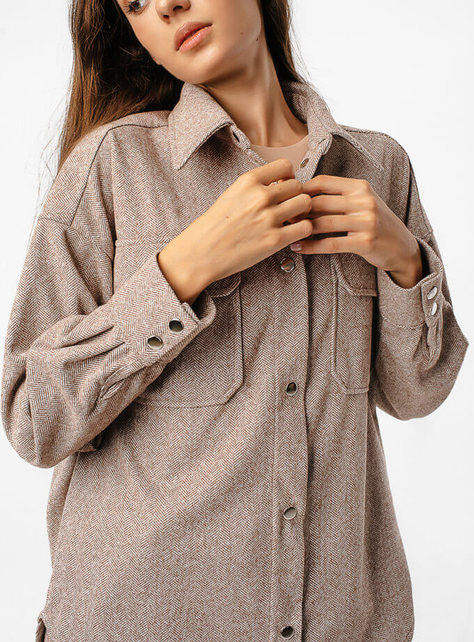 Сорочка OVERSIZE з вовни MAGNETIC (MGN_2103BN)