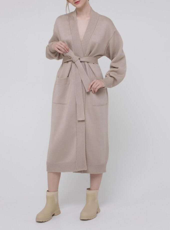 Вовняний кардиган на запах MISS SECRET (MISS_JA-017-beige-coat)