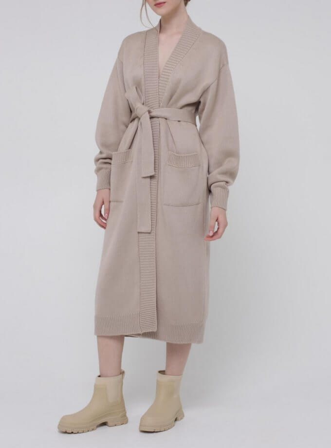 Вовняний кардиган на запах MISS SECRET (MISS_JA-017-beige-coat)