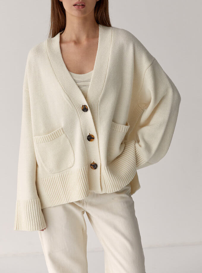 Кардиган з вовни мериноса FIORE BIANCO (FRBK_FB_0813KML)