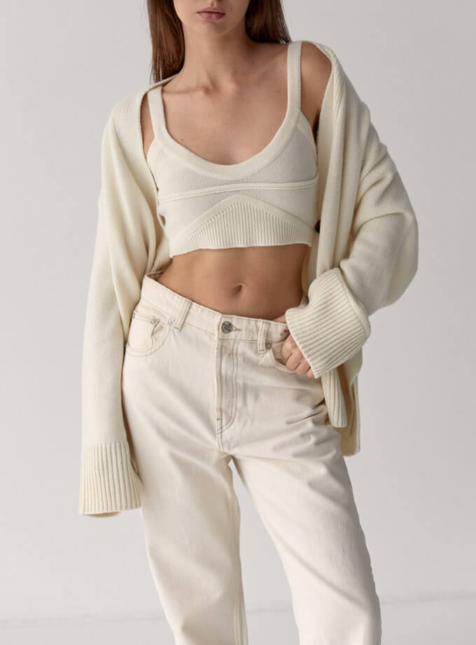 Топ на бретелях з вовни мериноса FIORE BIANCO (FRBK_FB_0819TML)