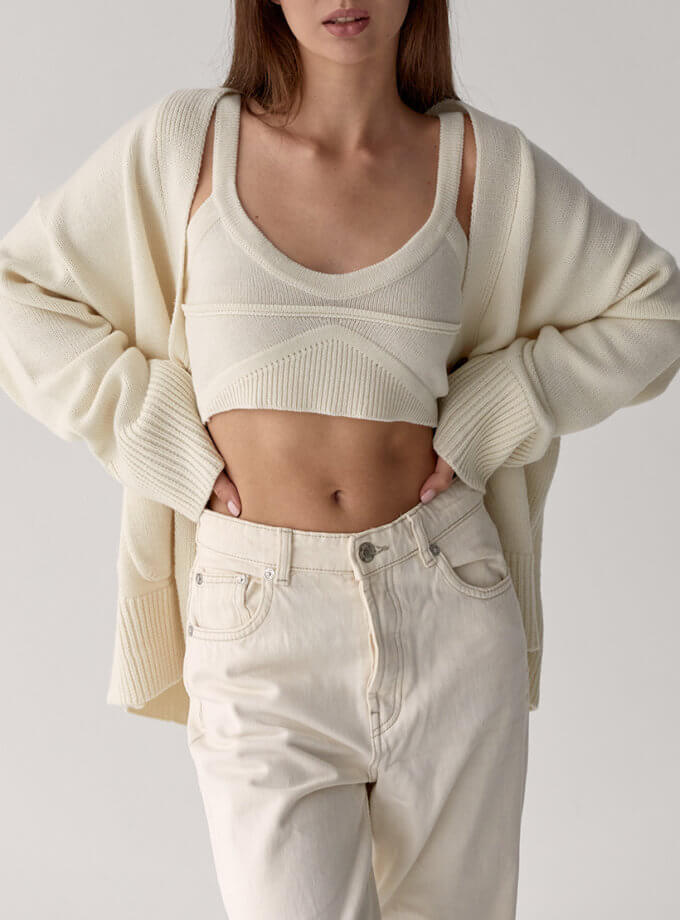 Топ на бретелях з вовни мериноса FIORE BIANCO (FRBK_FB_0819TML)