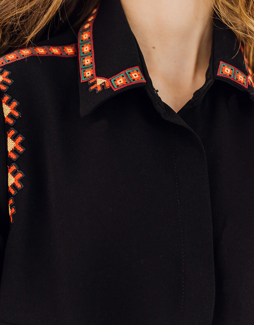 ворд 1 Довга чорна сорочка з дизайнерською вишивкою GAPTUVALNYA (GPTV_AA_700) - фото 2