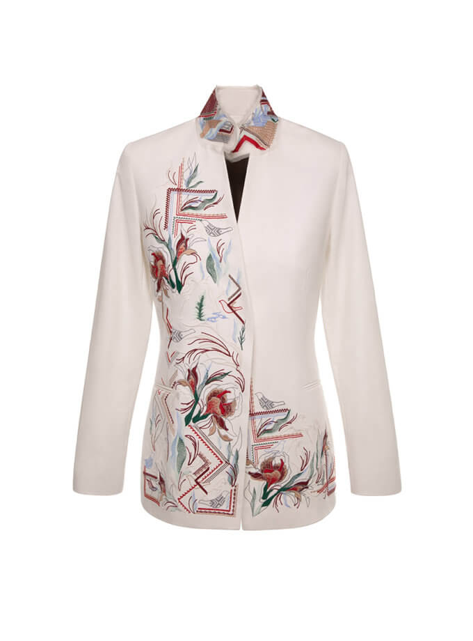 Лляний піджак з дизайнерською вишивкою Червона рута GAPTUVALNYA (GPTV_AA_100)