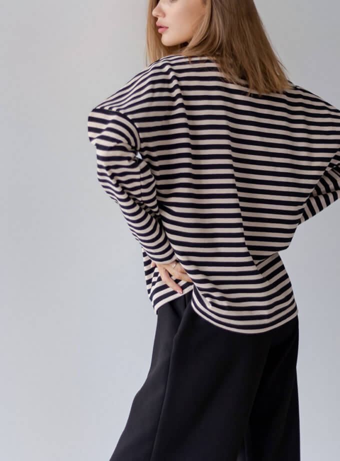 Світшот з бавовни у чорну смужку ANNA YAKOVENKO (AY_3460)