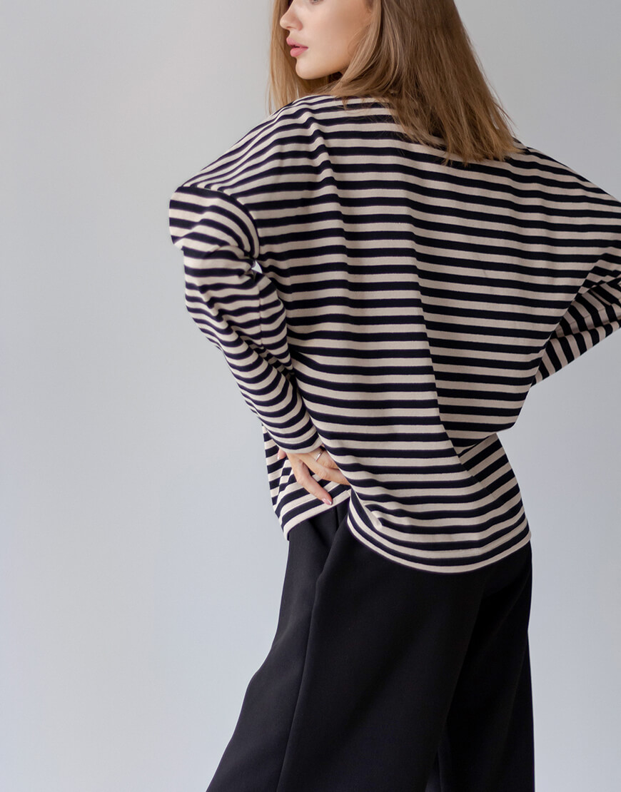 3460-2 Світшот з бавовни у чорну смужку ANNA YAKOVENKO (AY_3460) - фото 2