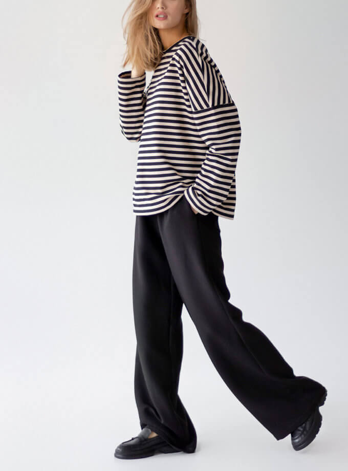 Світшот з бавовни у чорну смужку ANNA YAKOVENKO (AY_3460)