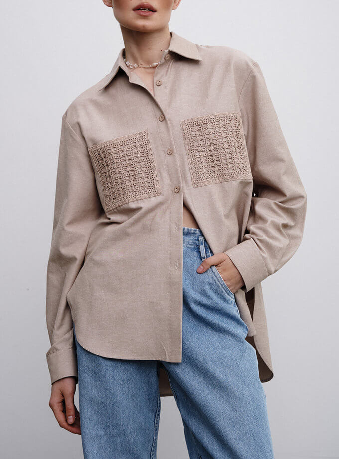 Сорочка з вʼязаними кишенями KOLOSOVA (KLSVNN4WC)