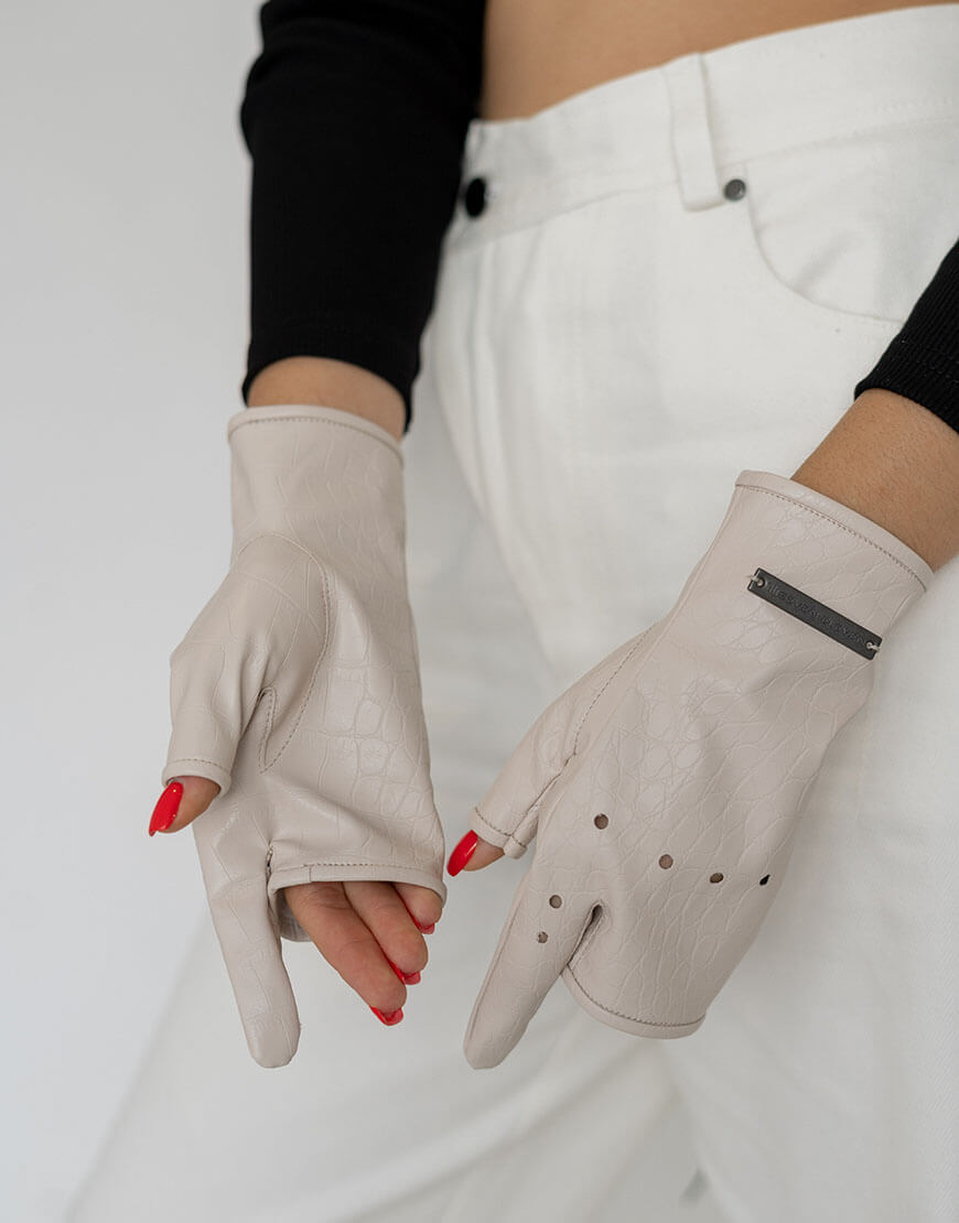Seven_Eleven_035 Рукавички без пальців Myrta бежеві кроко 7/11 SEVEN ELEVEN (SE21GlMyrtaCrcBg) - фото 6