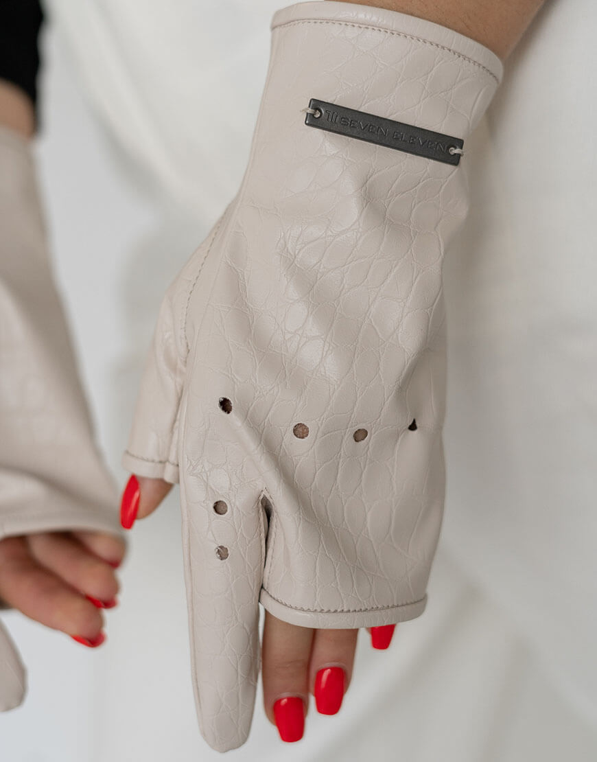 Seven_Eleven_036 Рукавички без пальців Myrta бежеві кроко 7/11 SEVEN ELEVEN (SE21GlMyrtaCrcBg) - фото 3