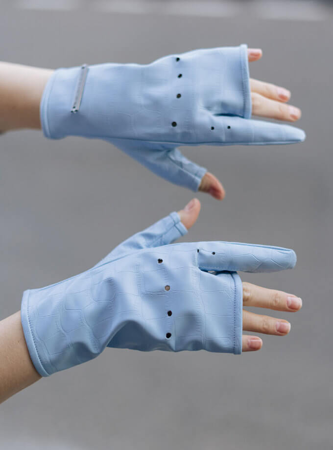 Рукавички без пальців Myrta блакитні кроко 7/11 SEVEN ELEVEN (SE21GlMyrtaCrcBl)