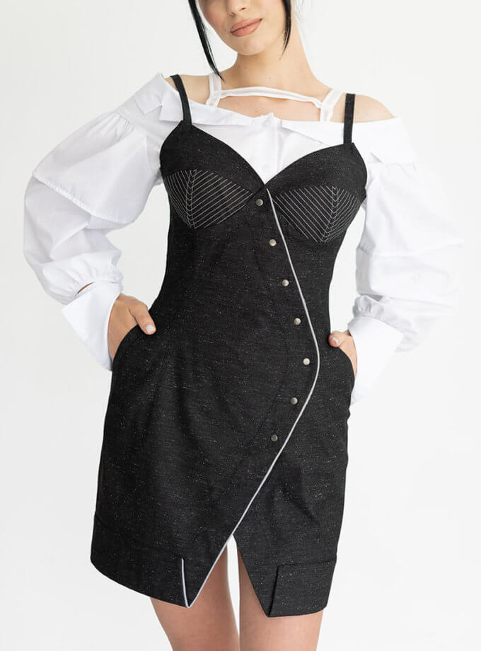 Сукня на запах міні чорна 7/11 SEVEN ELEVEN (SE22SrfnWrpB)