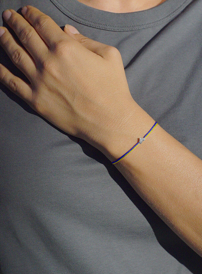 Браслет із синьо-жовтою ниточкою та сердечком IVA JEWELRY (IVA_UKRS01)