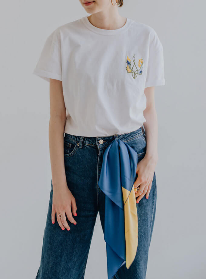 Футболка біла Квітучий тризуб зліва NI GRAMA DRAMY (NGD_sh-kt-l-w) - фото 15