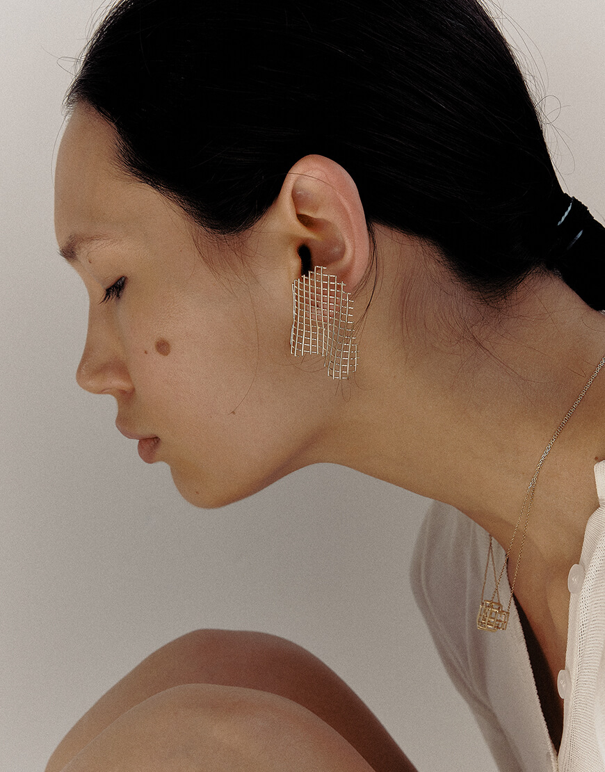 DSCF0219 1 копія 2 Моно сережка small grid RIMMART JEWELRY (RAJ_ERA-034) - фото 3