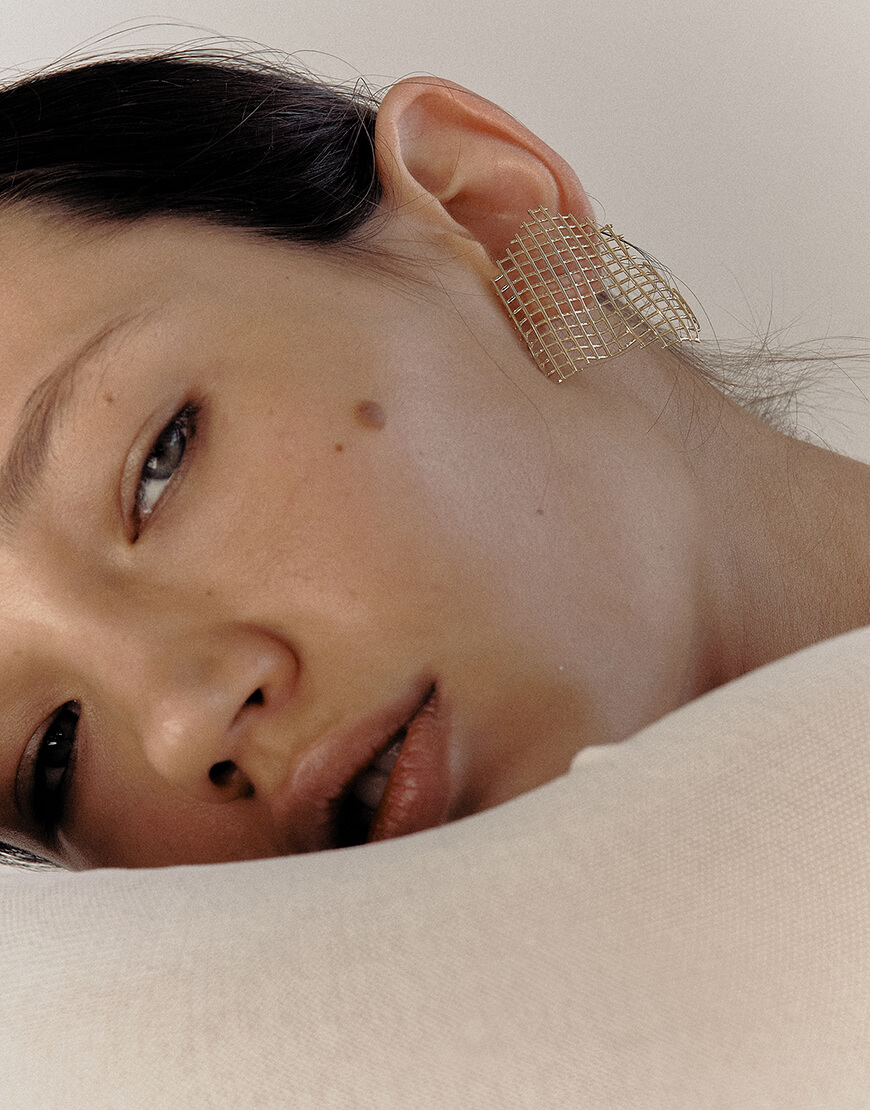 DSCF0230 копія 2 Моно сережка small grid RIMMART JEWELRY (RAJ_ERA-034) - фото 4