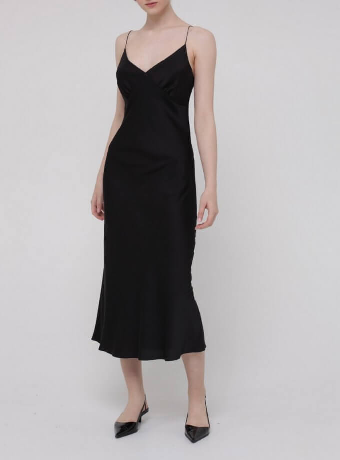 Шовкова сукня на тонких бретельках MISS SECRET (MISS_040-black)